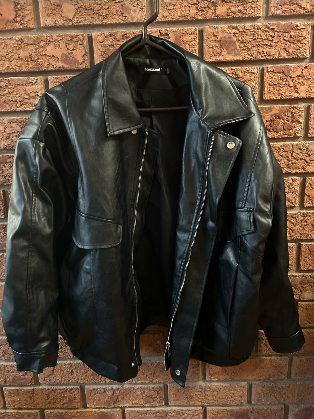 Black Faux Leather Bomber Jacket — Classic Men's Zip-Front